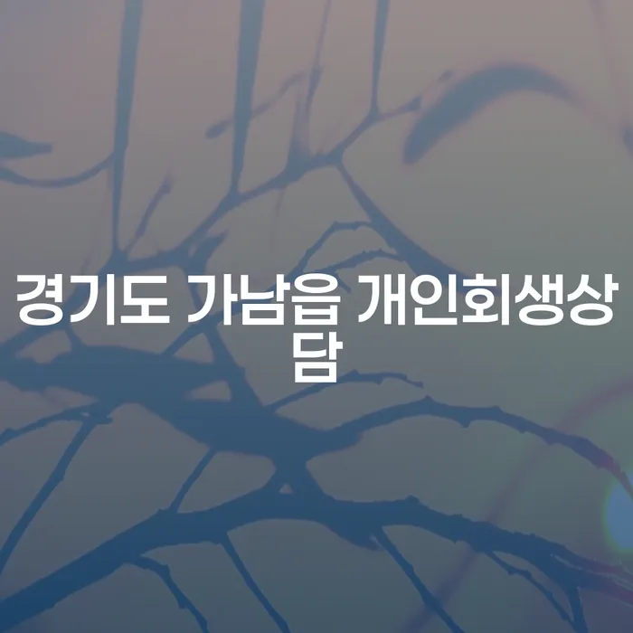 경기도 가남읍에서 개인회생 상담이 필요할 때, 어떤 절차를 따라야 할까요?